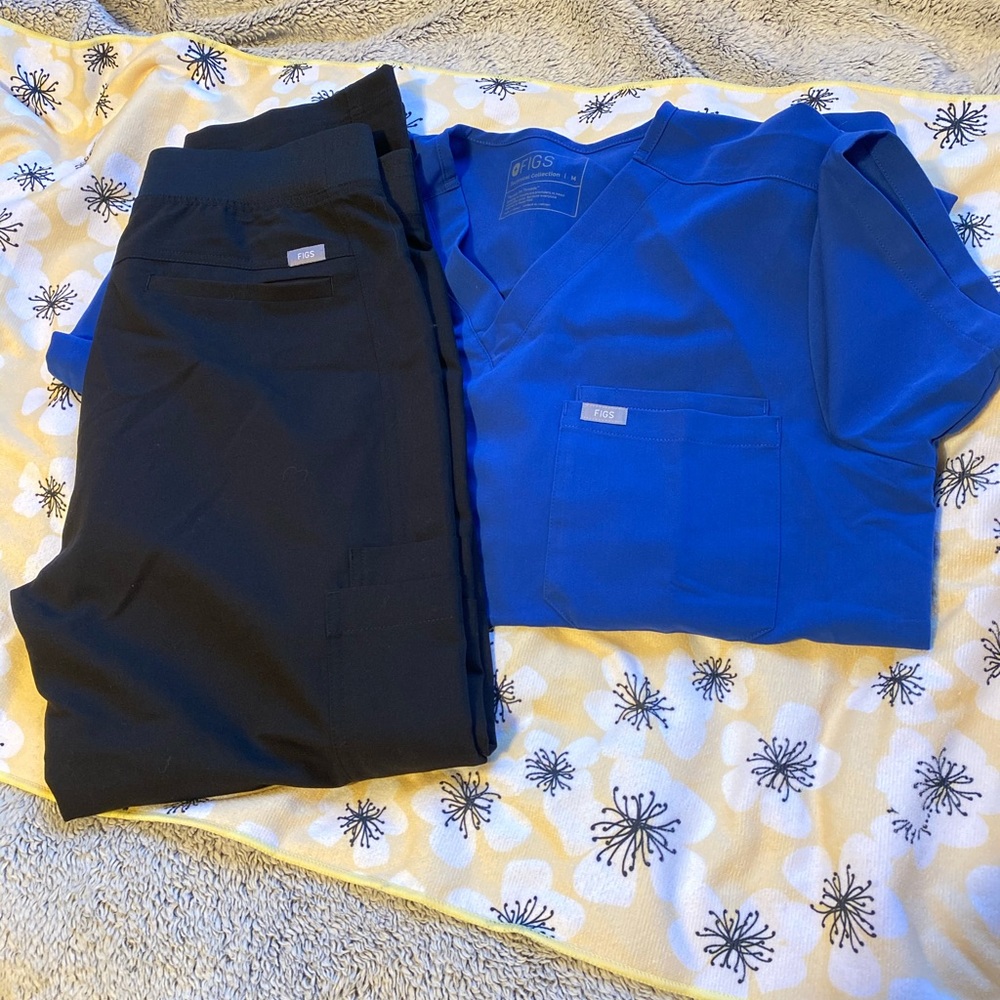 - Figs scrub top royal blue shirt